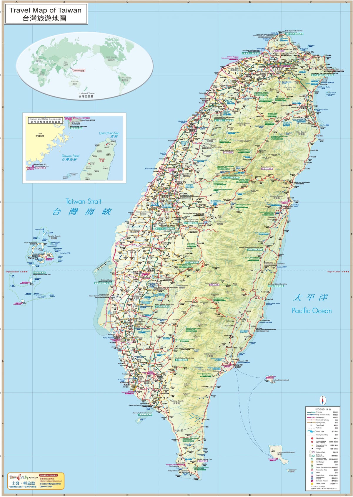 Kaart van Taiwan aantrekkingskrag