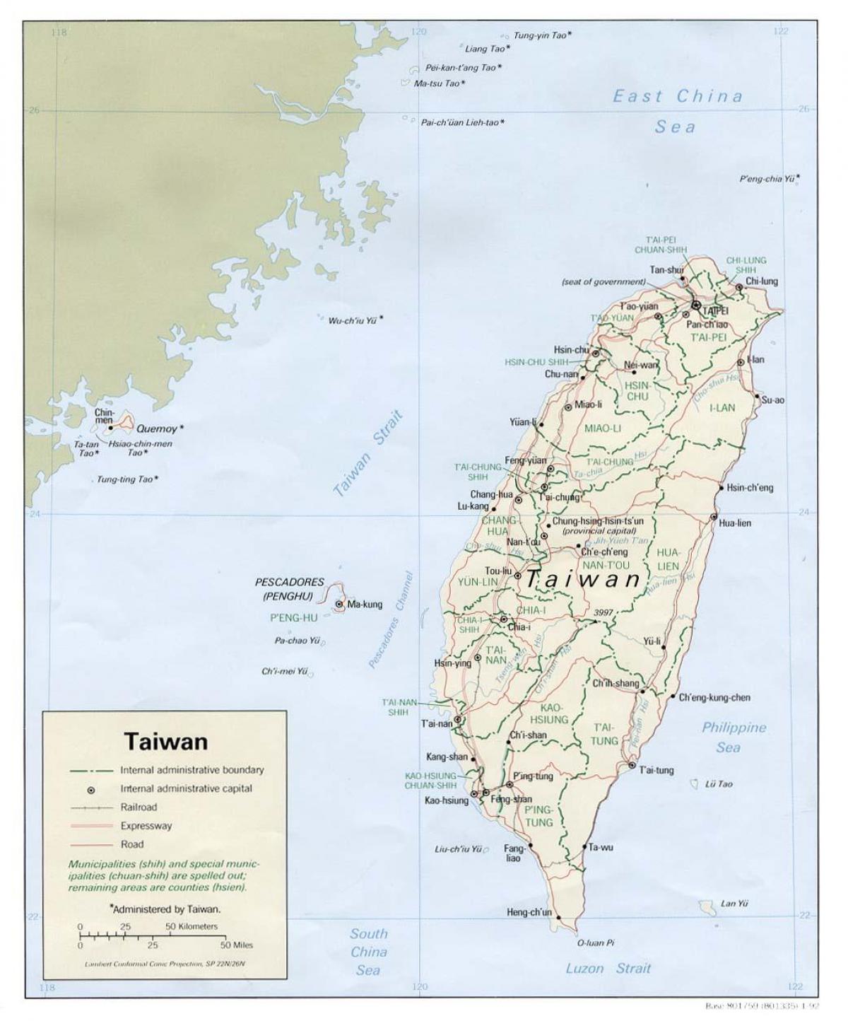 Taiwan geografie kaart