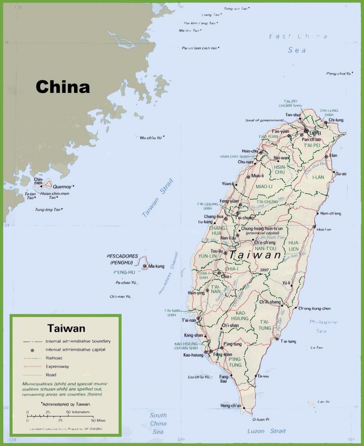 'n kaart van Taiwan