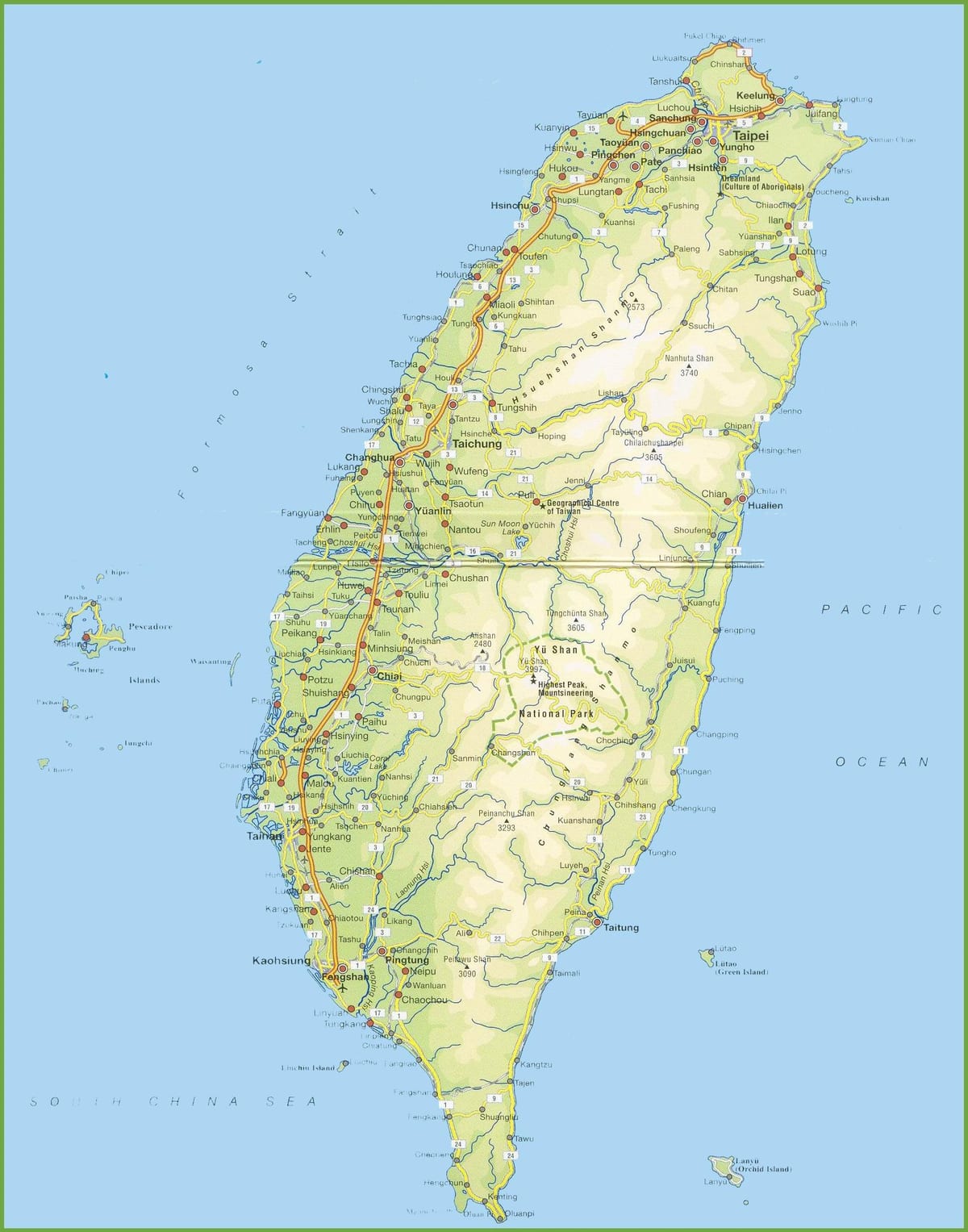 Kaart van Taiwan kampeer