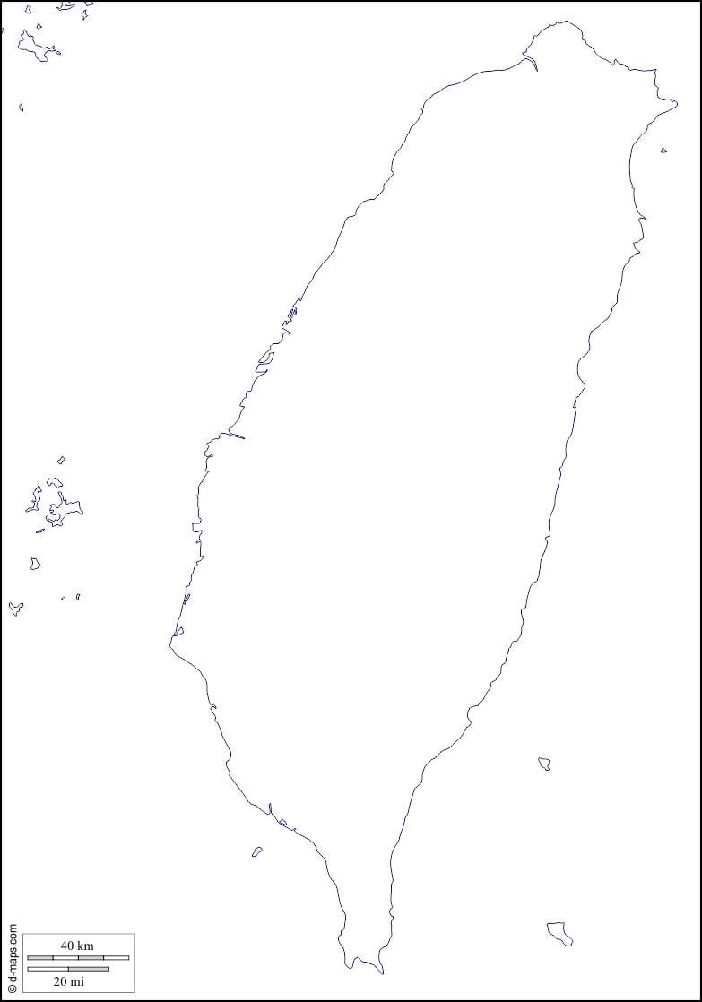 Kaart van Taiwan leeg