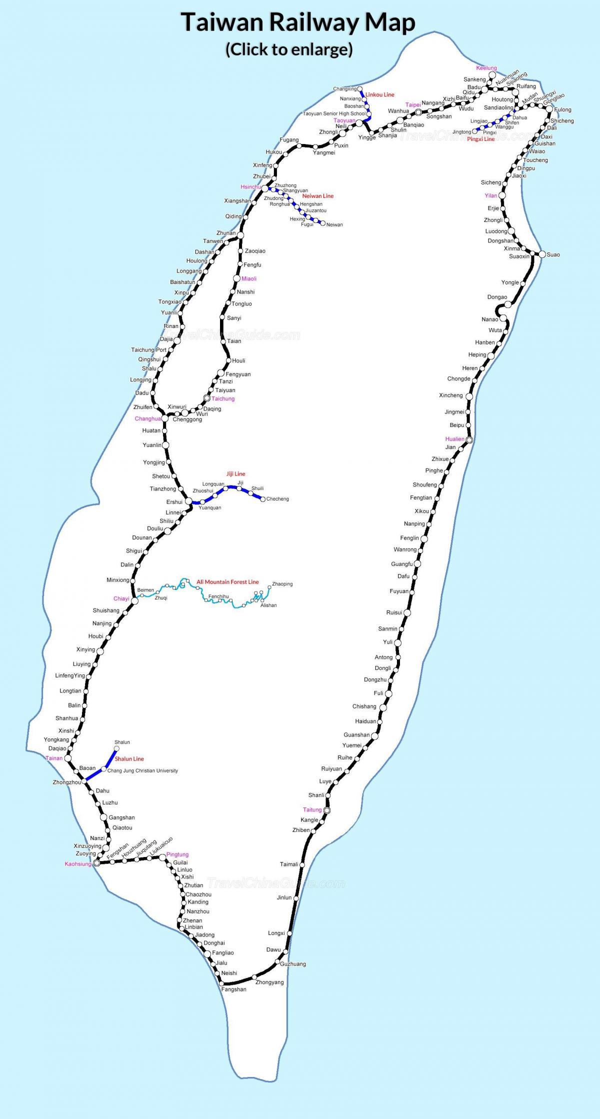 spoorweg-kaart Taiwan