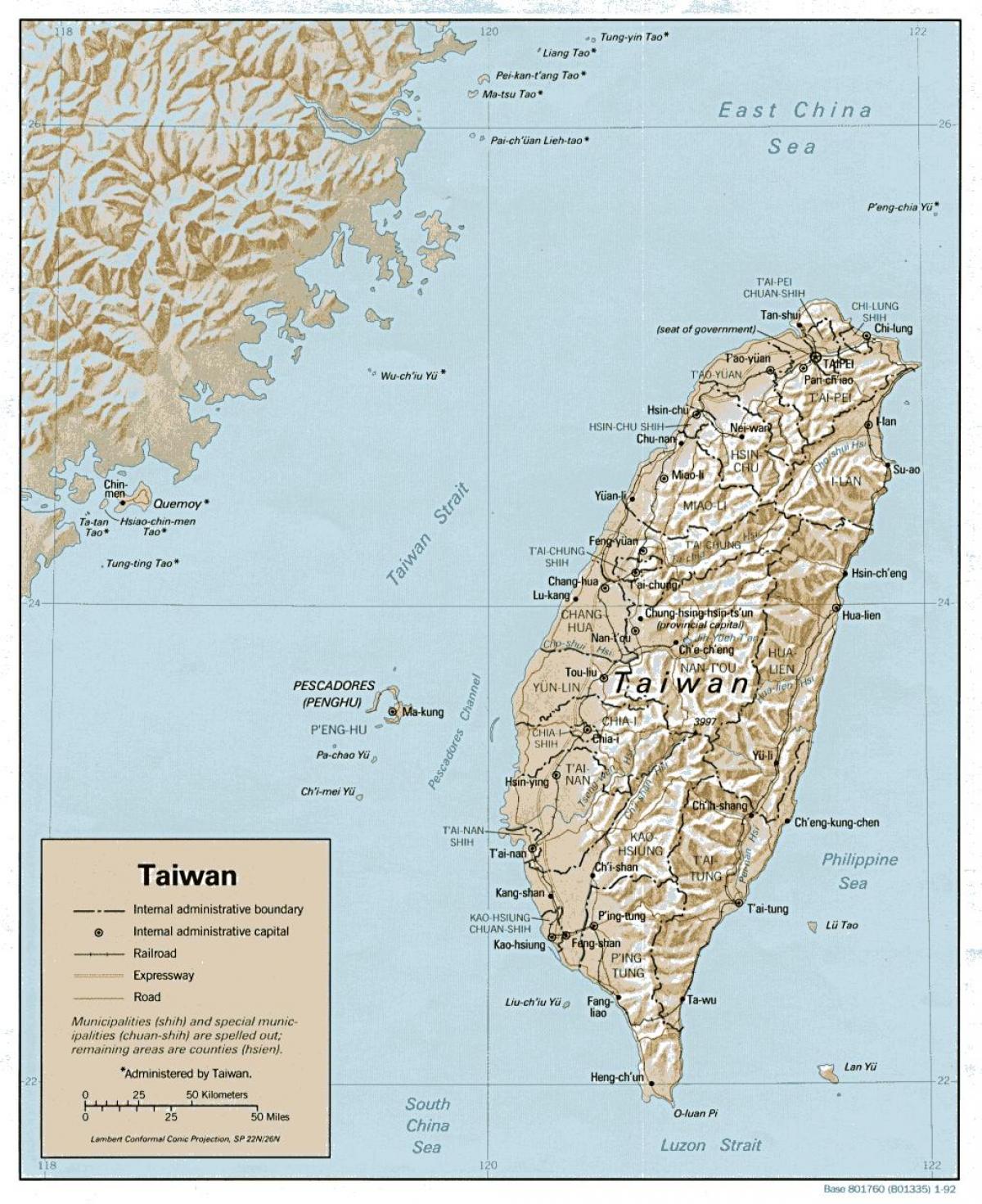 Kaart van Taiwan surf 