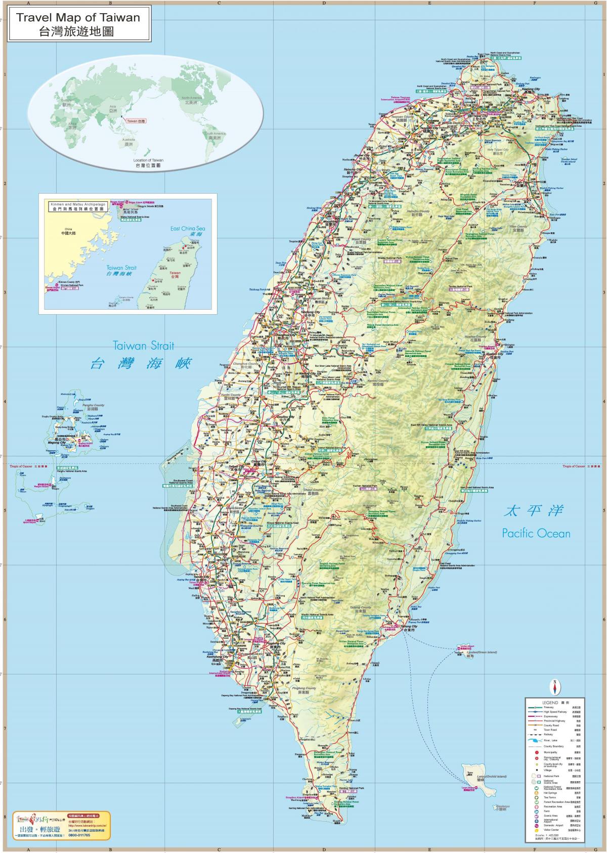 kaart van Taiwan toeriste-aantreklikhede