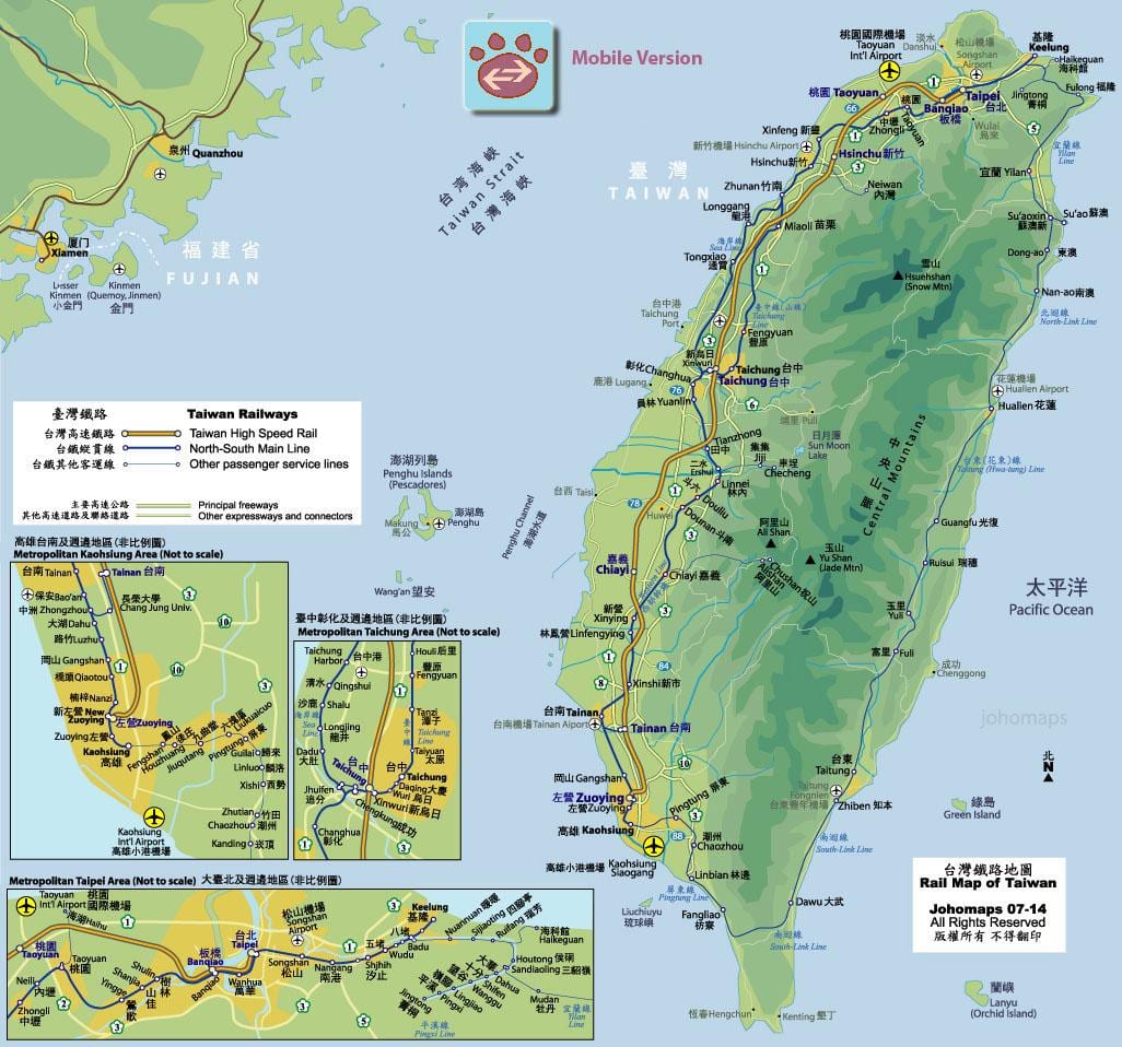 tra roete kaart Taiwan