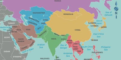 Kaart van Taiwan en omliggende lande