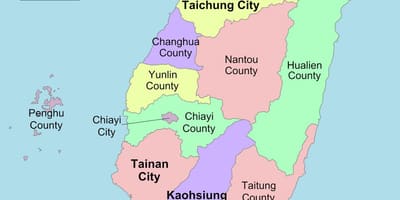 Kaart van Taiwan county 