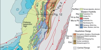 Kaart van Taiwan geologiese