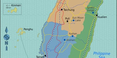 Kaart van Taiwan hawens