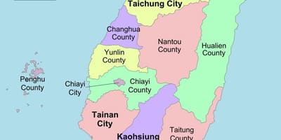 Kaart van Taiwan politieke