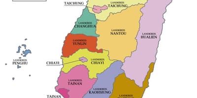 Kaart van Taiwan provinsie