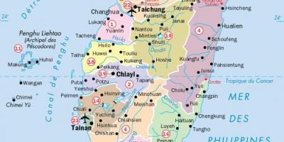 Kaart van Taiwan stede