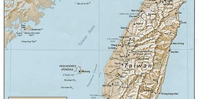 Kaart van Taiwan topografiese